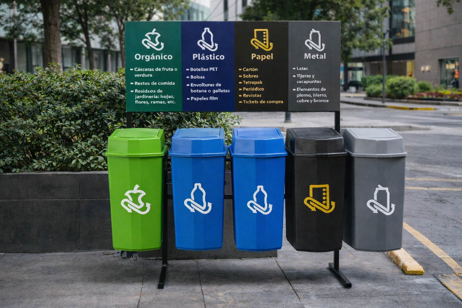 Botes de reciclaje para separación de residuos
